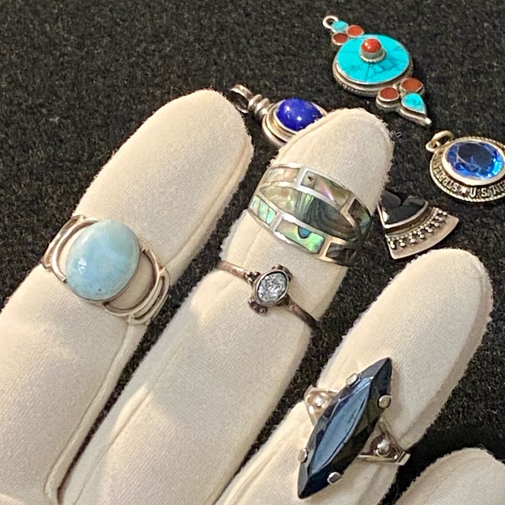 Bundle Sterling Silver Jewelry Rings Earrings Pendants - Picture 4 of 11